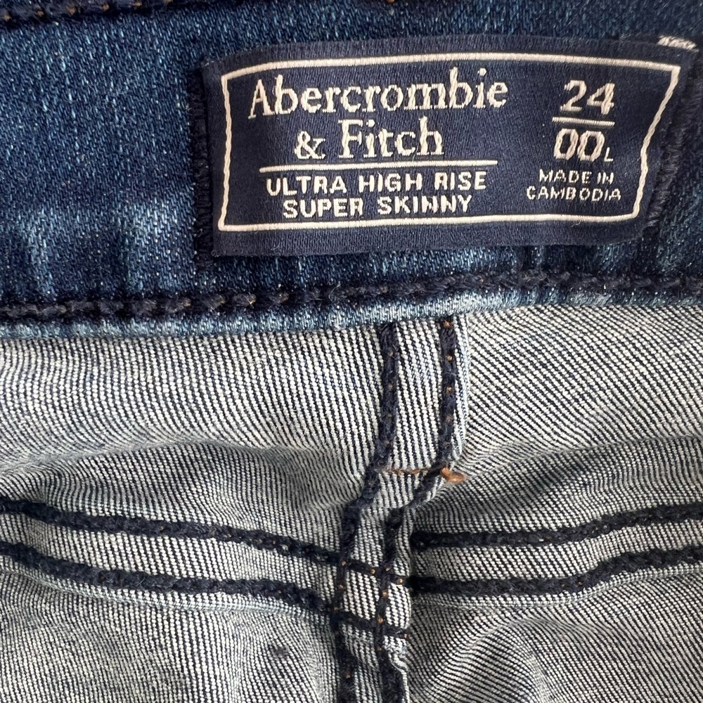 SOLD OUT EUC Abercrombie Ultra High Rise Super Skinny Ankle Jeans LONG Sz24/00 - Picture 5 of 6